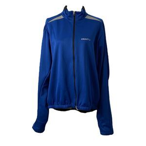 Craft Men’s Cycling Jacket Blue Long Sleeve Size Full Zip Back Pocket XXL